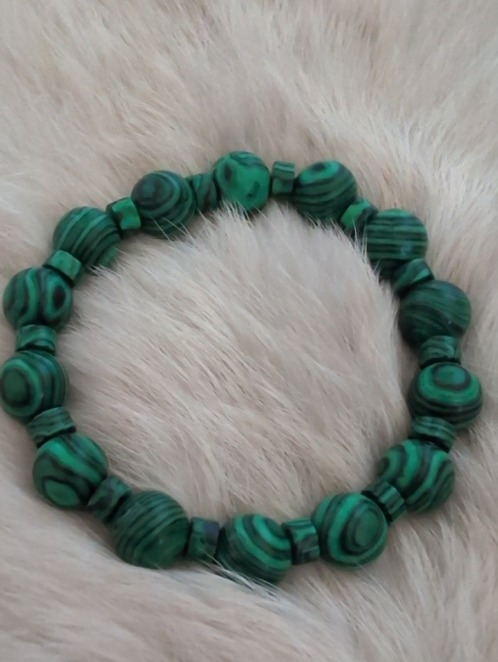 Green Swirl Beaded Stretch Bracelet - Women Jewelry